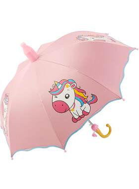 独角兽防晒卡通黑胶儿童雨伞
