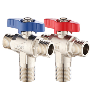 4分全铜三通球阀大流量角阀1/2一进二出双出水阀门多功能球心角阀