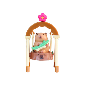 荡秋千系列卡皮巴拉手办可爱水豚潮玩盲盒公仔治愈系桌面装饰摆件