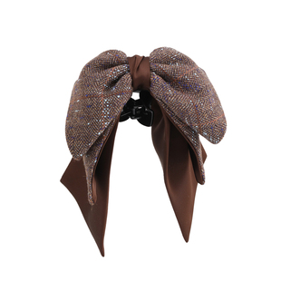 气质布艺蝴蝶结马尾夹女小香风格纹百搭抓夹小众气质通勤发饰发夹