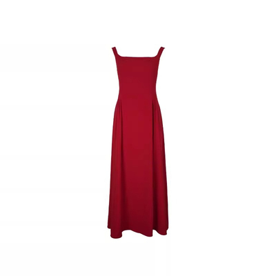 酒自制【追风日记】法式复古收腰吊带连衣裙女夏新款方领大摆裙午