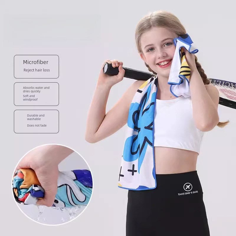 儿童冷感运动毛巾吸汗男女擦汗速干篮球冰感降温擦汗冰凉定制logo