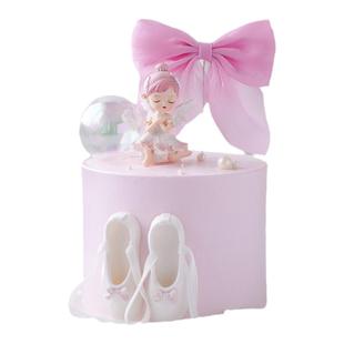 烘焙蛋糕装饰粉色天使贝拉小公主甜品摆件芭蕾舞蹈女孩生日插件