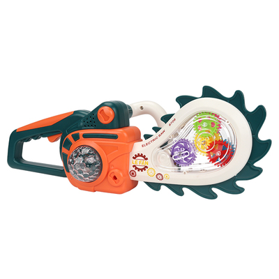电动透明声光齿轮电锯子儿童玩具