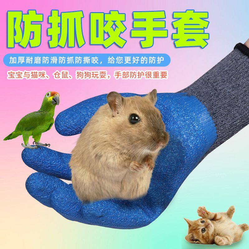 宠物防咬手套加厚成人仓鼠撸猫喂食防刺穿训鸟防抓鹦鹉兔子金丝熊