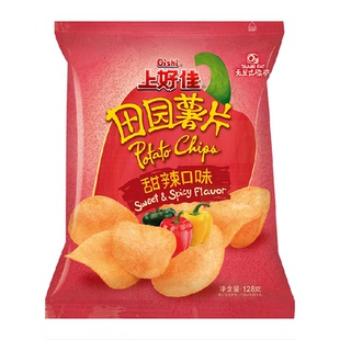 上好佳田园薯片甜辣口味128克/袋膨化食品办公室零食儿童休闲小吃