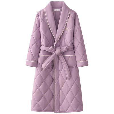 三层夹棉睡袍女士冬纯棉加厚长款