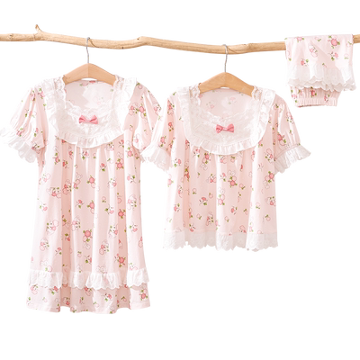 棉奇熊女童睡衣莫代尔春夏家居服