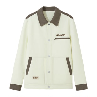 春秋季新款翻领夹克男士商务潮流高级感工装拼接上衣休闲男装外套