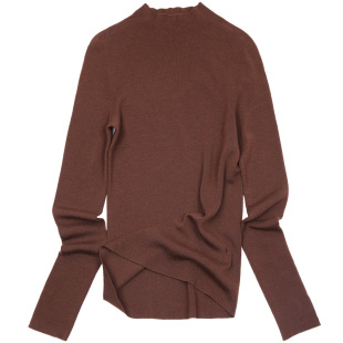 菲伊唐圆领套头衫修身显瘦百搭针织打底衫绵羊毛女冬中高领打底衫