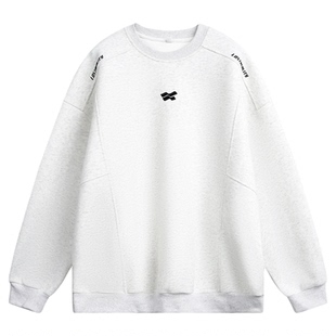 WASSUP美式运动重磅卫衣男春秋2025新款潮流百搭情侣米灰圆领上衣