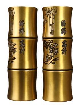 纯铜竹子香筒花瓶中式家居摆件