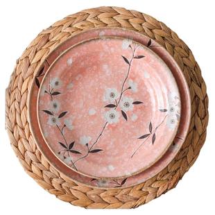 爱悦居日本进口粉樱花陶瓷餐具釉下彩菜盘平盘子碗碟日式和风家用