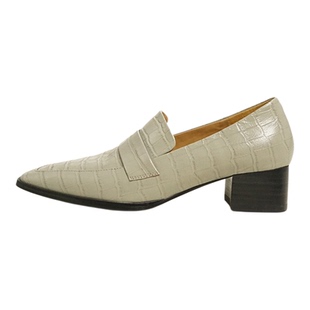 「36 38 39码 断码捡漏」鳄鱼纹复古英伦方头中跟乐福鞋女