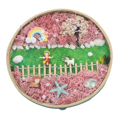 儿童diy竹盘画苔藓画材料包