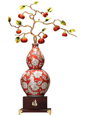 创意家居陶瓷紫水晶葫芦大摆件