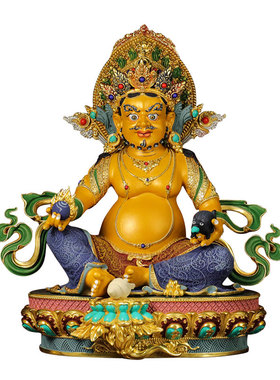 彩绘黄财神铜像桌面摆件
