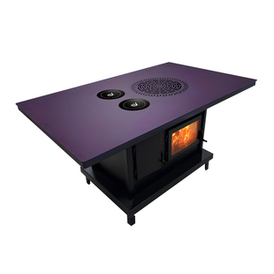 郎图特三面观火茶几真火壁炉一体烤火桌室内客厅柴火烤火炉取暖桌