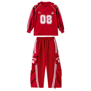 儿童街舞套装hiphop嘻哈曳步舞潮服爵士舞长袖现代舞服走秀演出服