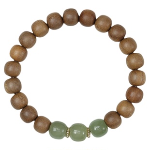 色达五明学院老山有奶香味的檀木手串佛珠和田玉寓意平安佛珠腕戴