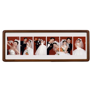 结婚照相框胡桃色相框定制6连儿童照片打印多图宫格相框挂墙摆台