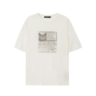 【轻薄雪花肌理】Unvesno(UN)“寻猫启事”印花短袖T恤 男女同款