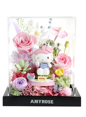 永生花hellokittyKT猫创意礼盒摆件结婚情人节礼物生日送女友