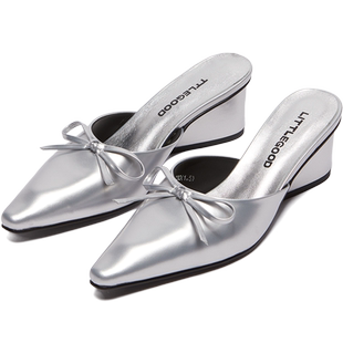 【新品】littlegood蝴蝶结尖头拖鞋女2025新款百搭外穿穆勒鞋百搭