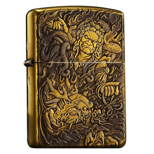 zippo正品打火机 不动明王鬼王盔甲官方旗舰店防风煤油送男友礼物