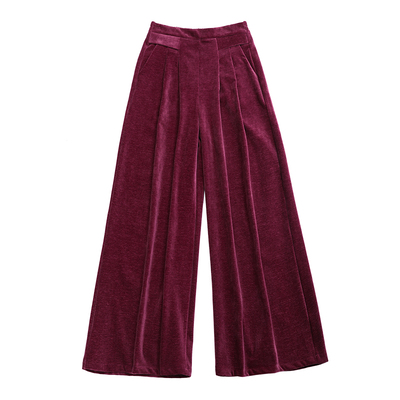 雪尼尔阔腿裤女加厚长裤