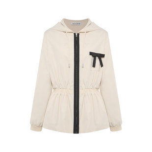 Maison Wester2025年冬季新品活力休闲上衣黑白撞色连帽抽绳外套