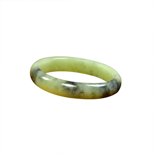 紫润轩新疆和田玉黄玉青花手镯黄口若羌料黄玉56 7MM纯天然收藏级