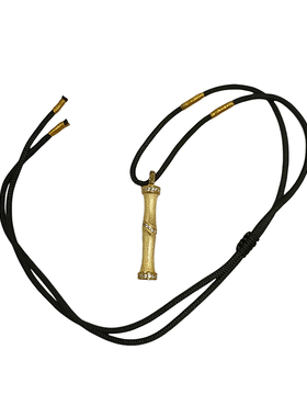 足金包银点钻拉丝丝绒竹节吊坠女