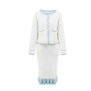 YIYI WANG 人鱼小姐~氛围感穿搭温柔软糯毛茸茸小香开衫鱼尾半裙