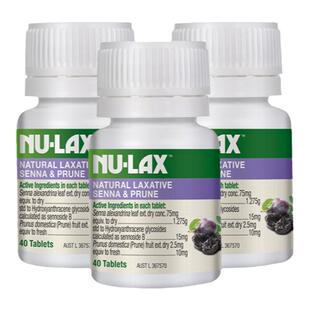 3瓶装*澳洲Nulax乐康片西梅加强版便秘排便膳食纤维酵素片噗噗片
