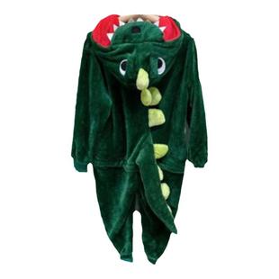 亲子恐龙睡衣儿童连体珊瑚绒秋冬季男女童卡通动物宝宝法兰绒衣服