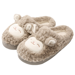 名创优品包跟棉拖鞋女冬2026新款羊咩咩居家室内防滑月子鞋棉鞋男