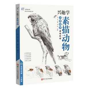 兴趣学素描动物 零基础入门美术绘画基础教程书临摹范本铅笔初级手绘画册图册本范画简单精微自学技法儿童兴趣教材教学书籍初学者