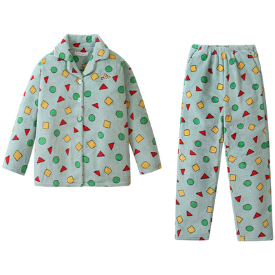 亲嘴猫蜡笔小新珊瑚绒睡衣