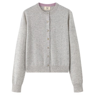 JCLP金纯良品100%山羊绒 秋冬新款 精致叠穿神器圆领针织开衫上衣