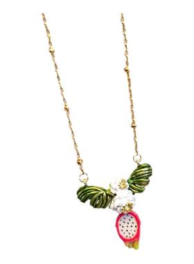 红色火龙果吊坠项链锁骨链