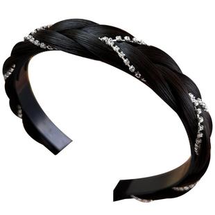 2025新款假发麻花辫子发箍高颅顶女头箍压发卡发捆头饰编发带水钻