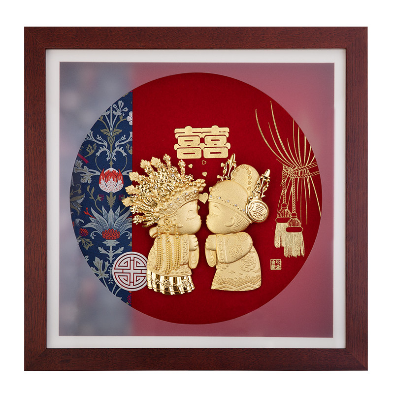 足金金箔结婚送礼祝福摆件