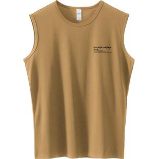 莫代尔白色背心男夏季冰丝凉感速干运动坎肩抗菌防螨健身无袖t恤