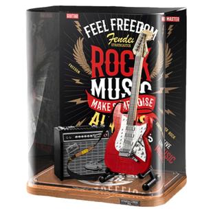 适用乐高芬达电吉他亚克力展示盒21329防尘罩LED灯饰灯光灯组遥控