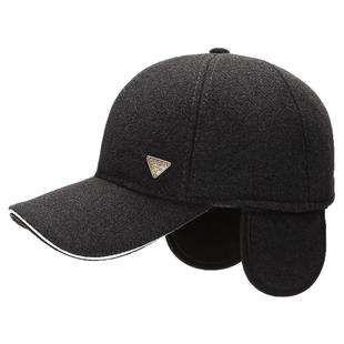 中老年棉帽子男士秋冬鸭舌帽老人保暖加厚冬天爸爸爷爷黑色棒球帽