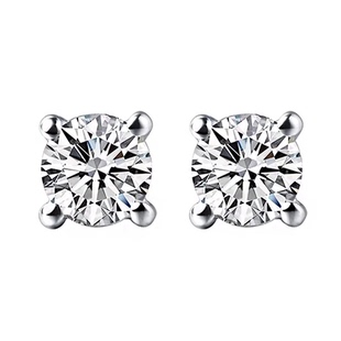 18k金天然钻石耳钉真钻超闪高级感四爪六爪牛头泡泡款耳饰女男款