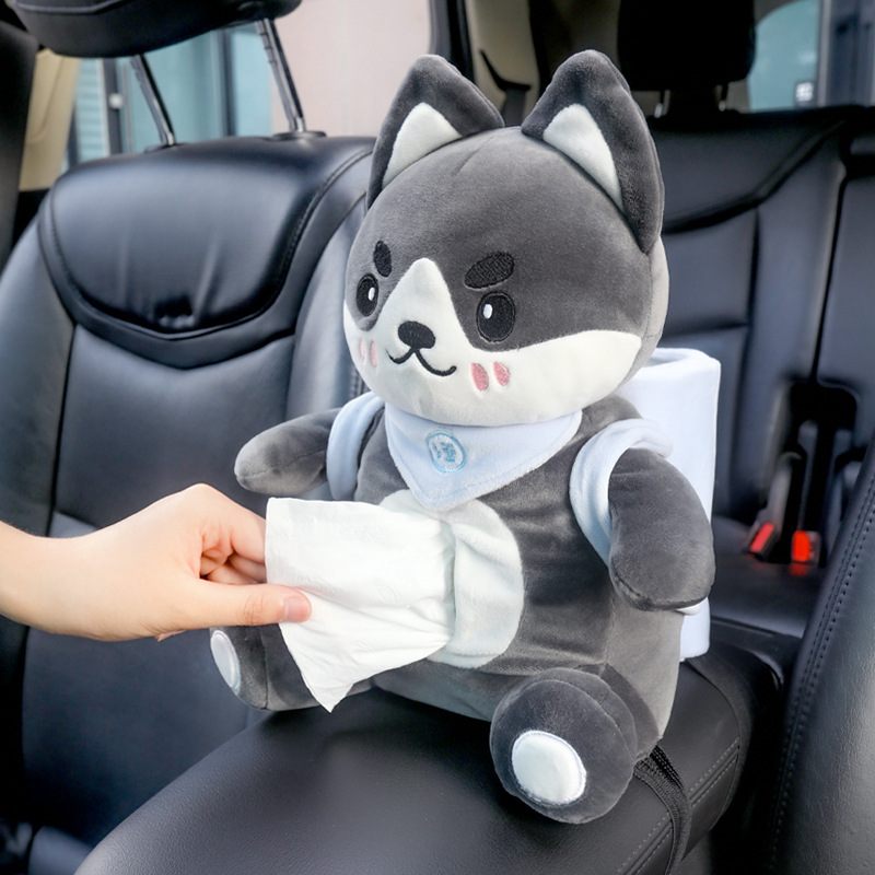 创意车载纸巾盒垃圾桶二合一汽车女司机纸盒车用车饰抽可爱扶手箱