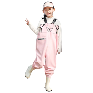 赶海装备儿童玩水服涉水防水裤幼儿园沙滩摸鱼背带连体雨鞋下水裤