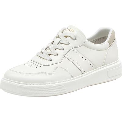 SKAP小白鞋板鞋圣伽步2026春季新款男真皮软底透气增高休闲运动鞋